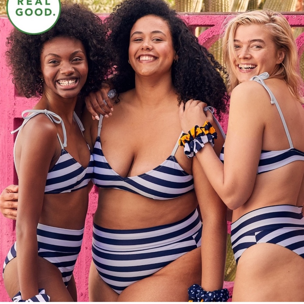 Aerie striped high rise high leg swim bottom